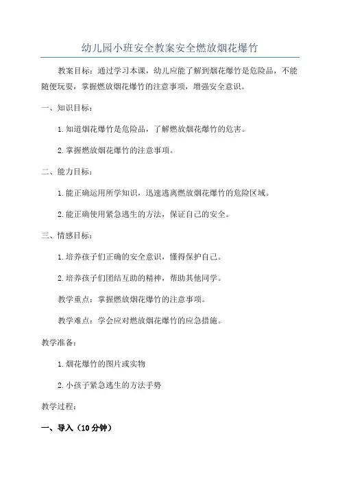 幼儿园小班安全教案安全燃放烟花爆竹