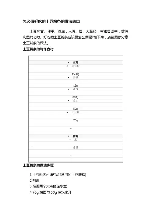 怎么做好吃的土豆粉条的做法简单