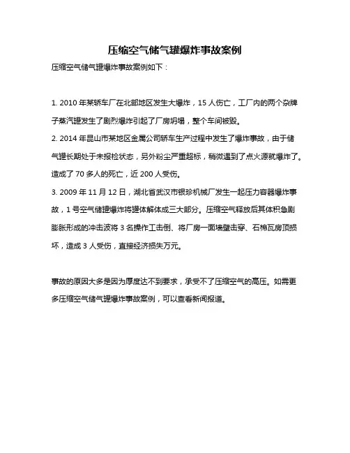 压缩空气储气罐爆炸事故案例