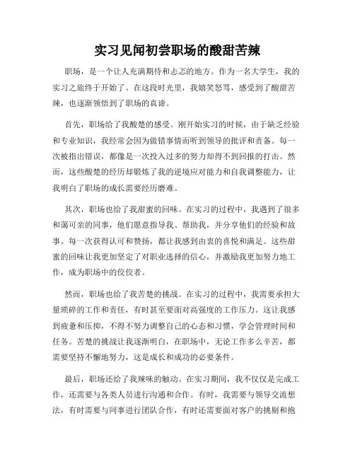 实习见闻初尝职场的酸甜苦辣