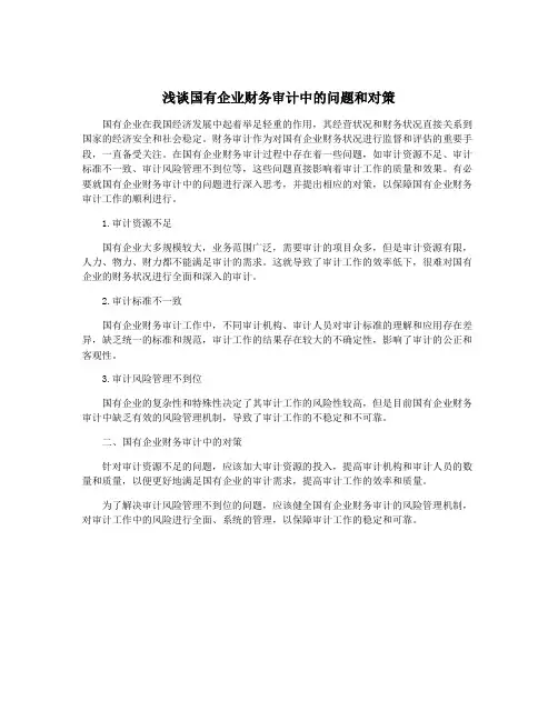 浅谈国有企业财务审计中的问题和对策