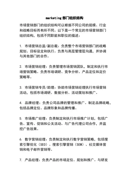 marketing部门组织结构