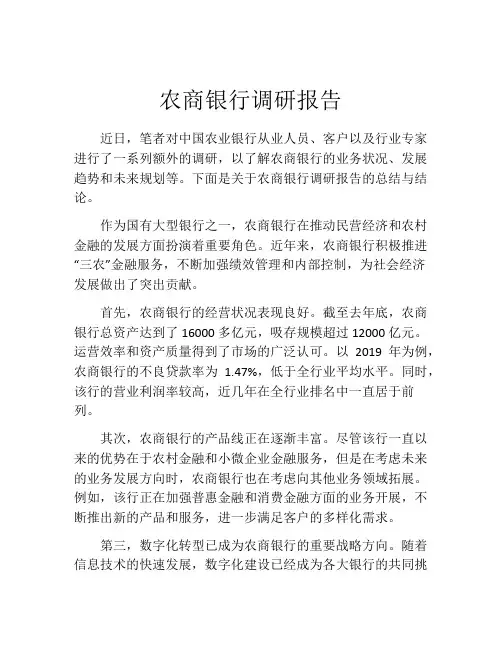 农商银行调研报告