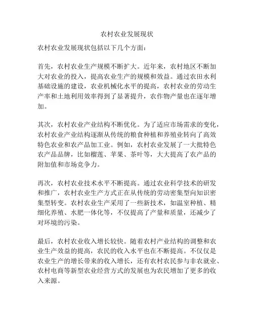 农村农业发展现状