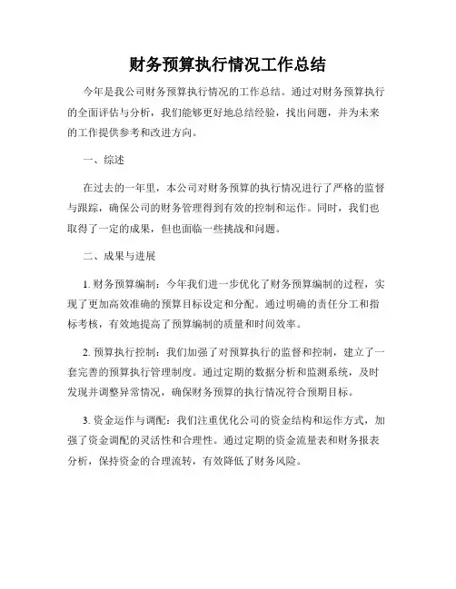 财务预算执行情况工作总结