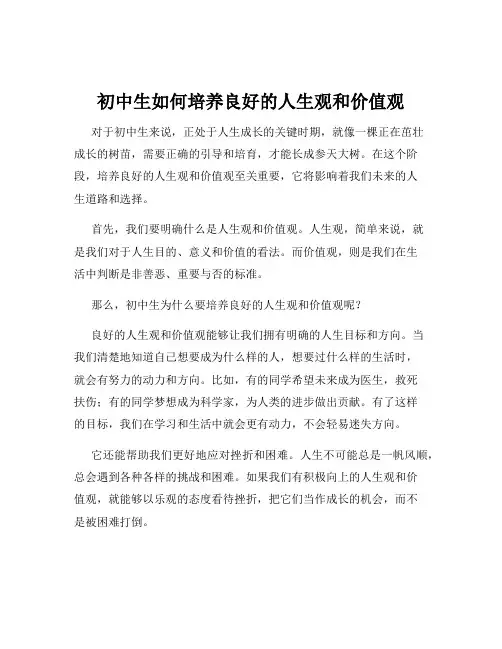 初中生如何培养良好的人生观和价值观