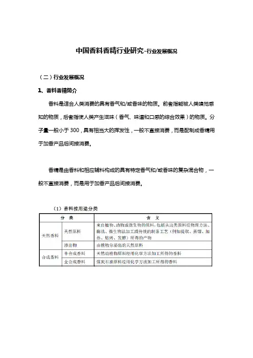 中国香料香精行业研究-行业发展概况