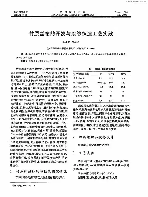 竹原丝布的开发与浆纱织造工艺实践