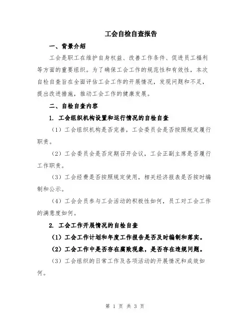 工会自检自查报告