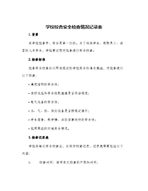 学校校舍安全检查情况记录表