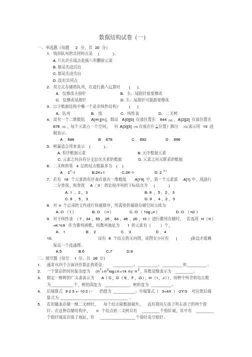 算法与数据结构试题与答案