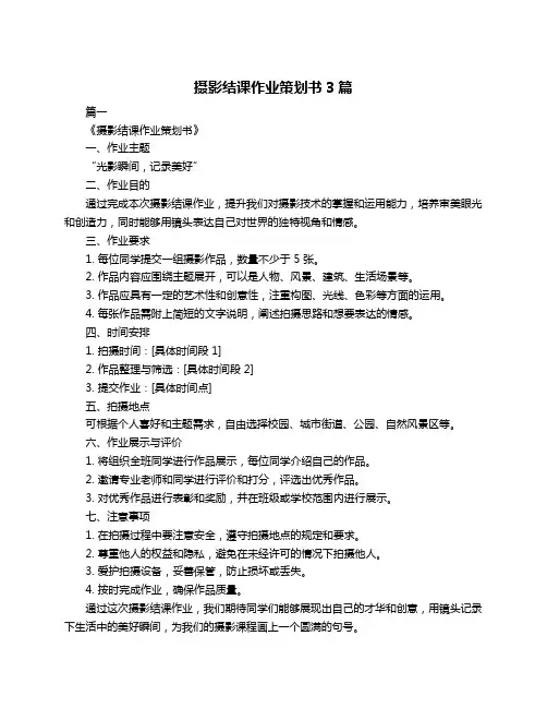 摄影结课作业策划书3篇