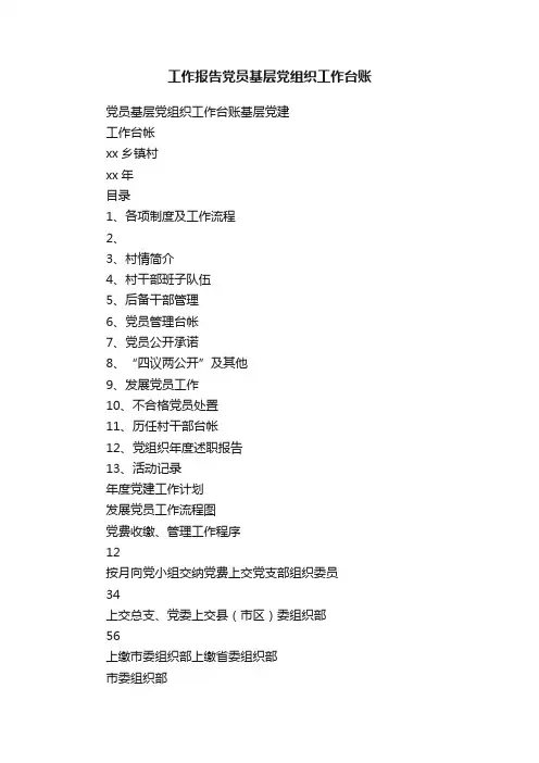 工作报告党员基层党组织工作台账