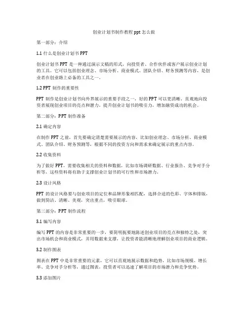 创业计划书制作教程ppt怎么做