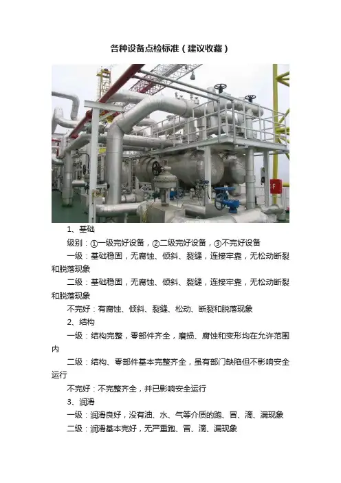 各种设备点检标准（建议收藏）