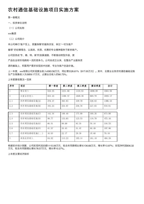 农村通信基础设施项目实施方案