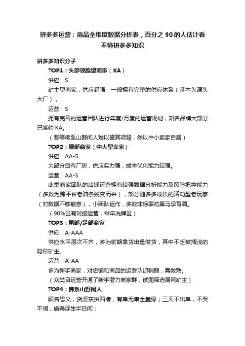 拼多多运营：商品全维度数据分析表，百分之90的人估计看不懂拼多多知识