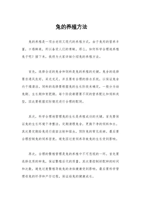 兔的养殖方法