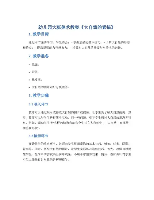 幼儿园大班美术教案《大自然的素描》