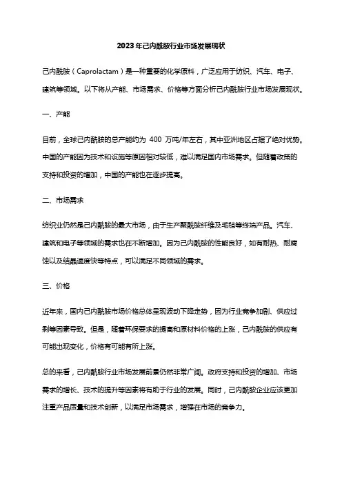 2023年己内酰胺行业市场发展现状