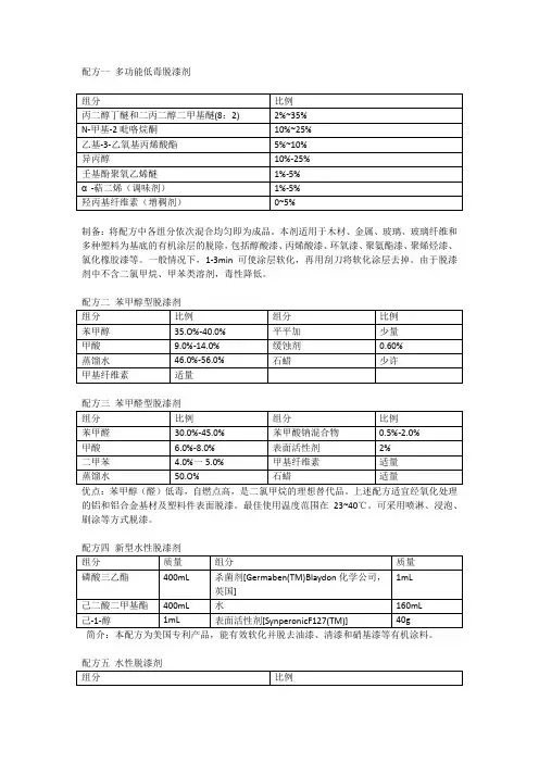 脱漆剂配方大全