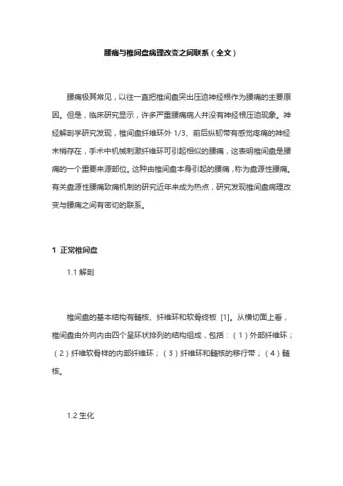腰痛与椎间盘病理改变之间联系(全文)