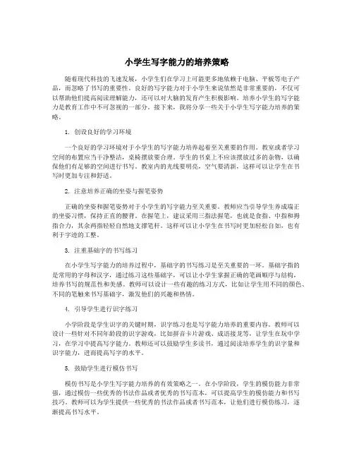 小学生写字能力的培养策略
