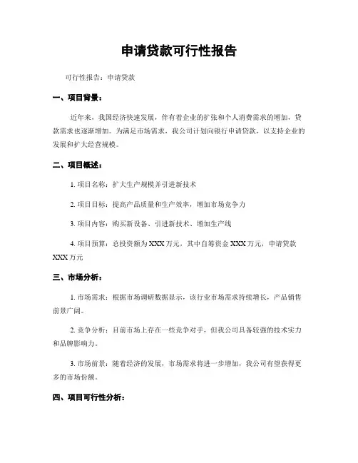申请贷款可行性报告