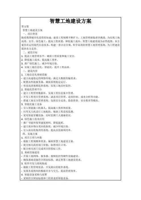 智慧工地建设方案