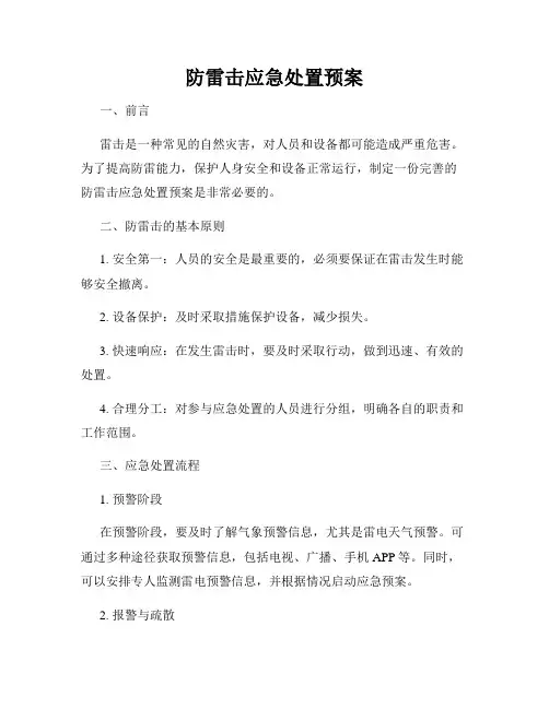 防雷击应急处置预案
