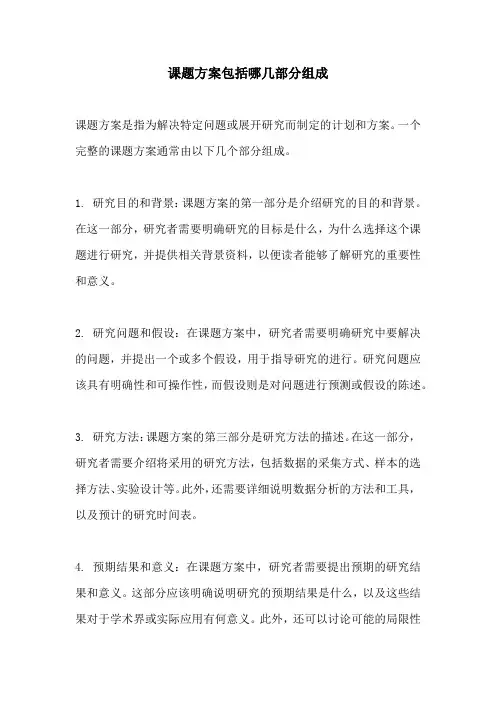 课题方案包括哪几部分组成