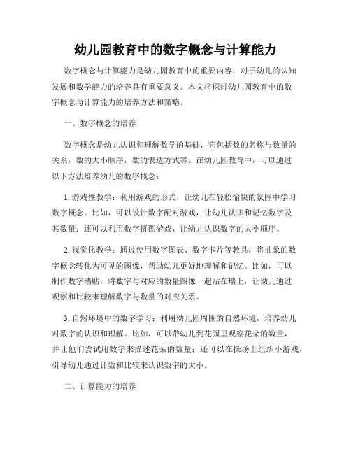 幼儿园教育中的数字概念与计算能力