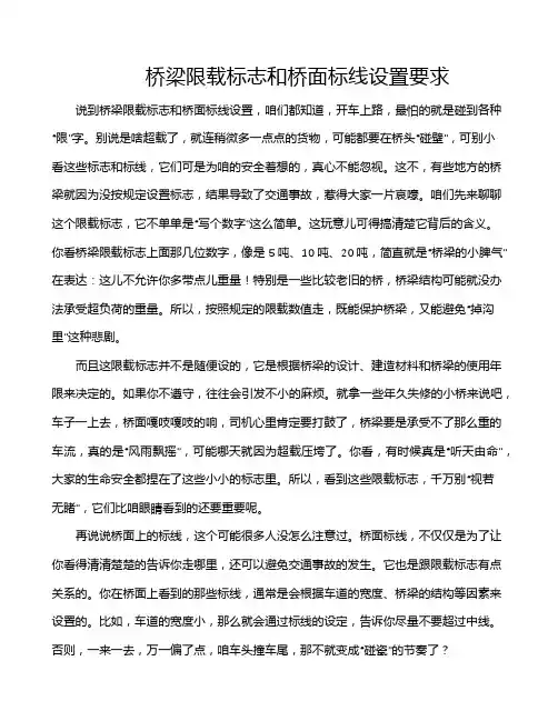 桥梁限载标志和桥面标线设置要求