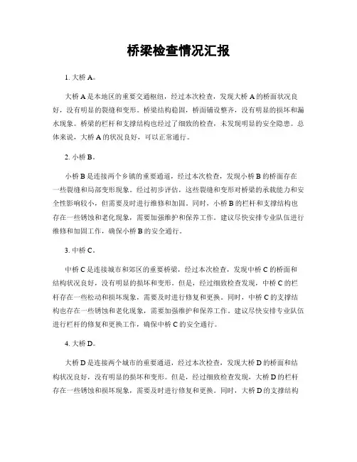 桥梁检查情况汇报