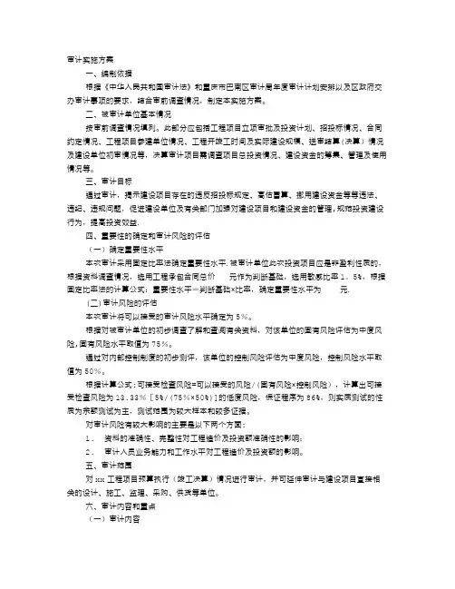 审计实施方案【范本模板】
