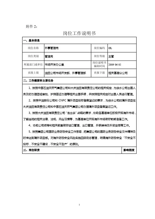 岗位工作说明书---外事管理
