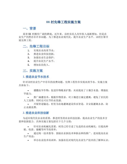 xx村先锋工程实施方案