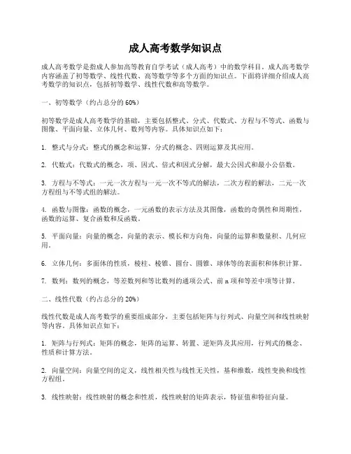 成人高考数学知识点
