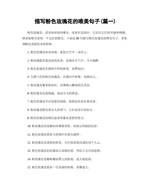 描写粉色玫瑰花的唯美句子(精选合集2篇)