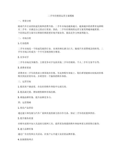 二手车经销商运营方案模板