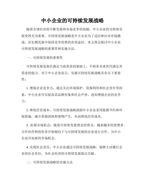 中小企业的可持续发展战略