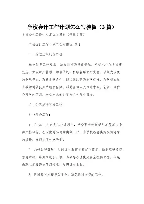 学校会计工作计划怎么写模板(3篇)