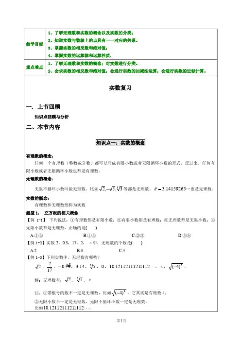 初一-实数复习(1)(教师版)