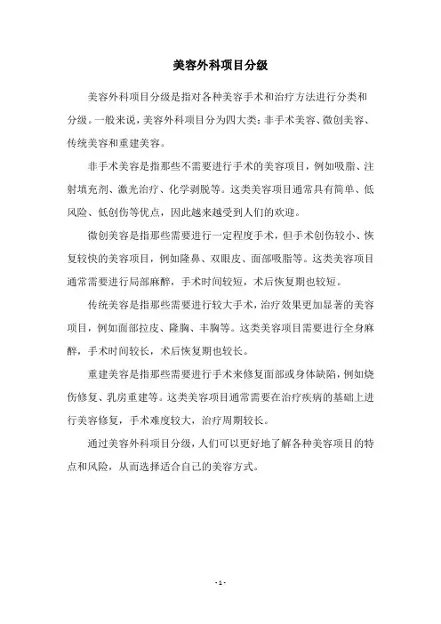 美容外科项目分级