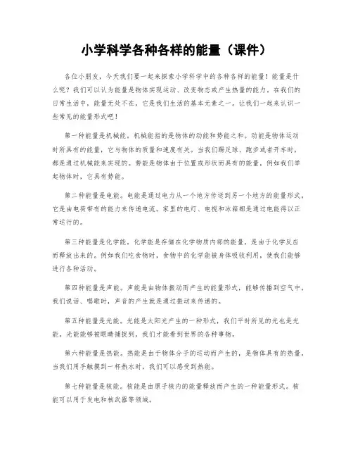 小学科学各种各样的能量(课件)