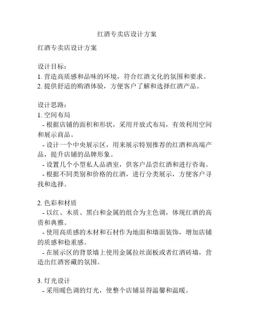 红酒专卖店设计方案