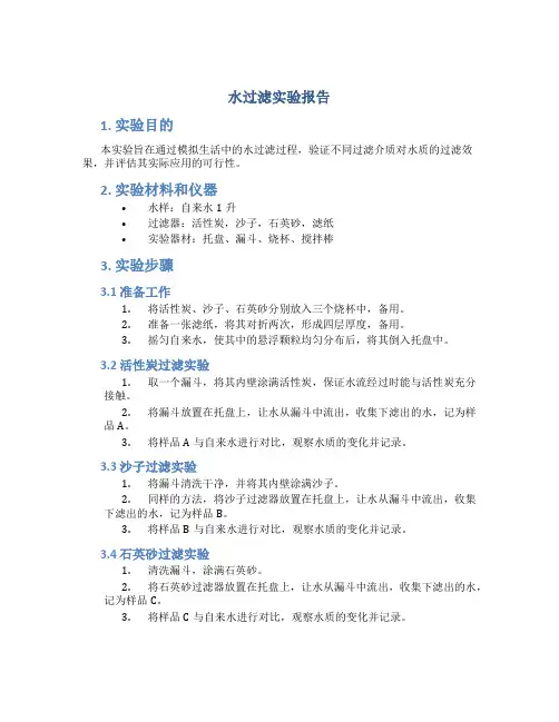 水过滤实验报告
