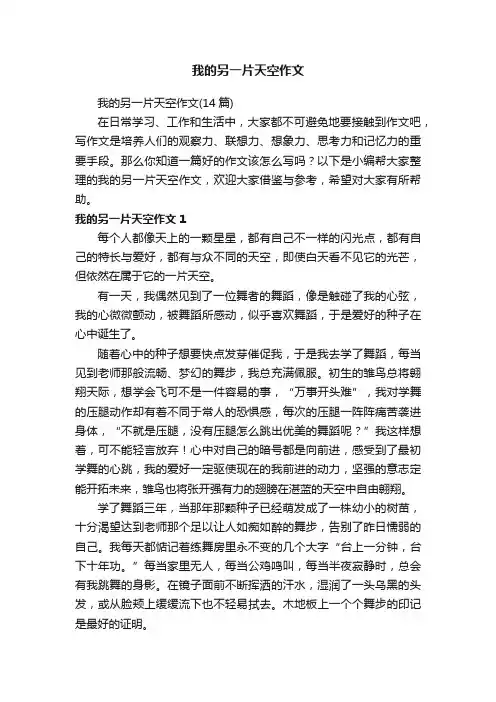 我的另一片天空作文（14篇）