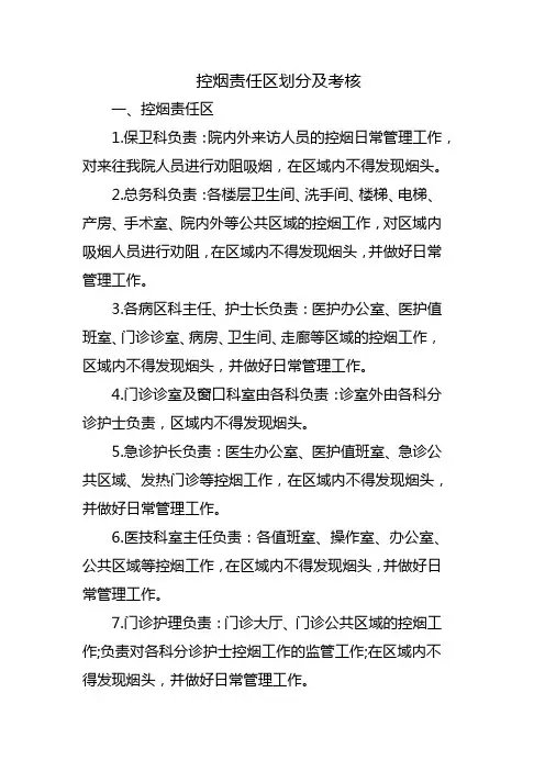 控烟责任区划分及考核