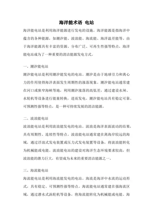 海洋能术语 电站